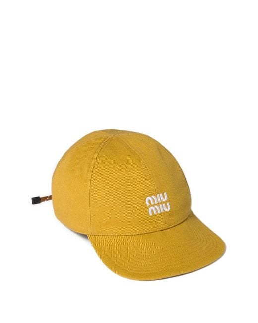 Miu Miu Yellow Denim Baseball Cap
