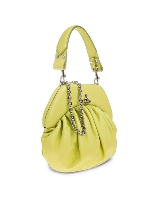 Vivienne Westwood Yellow Brooke Gathered Leather Tote Bag