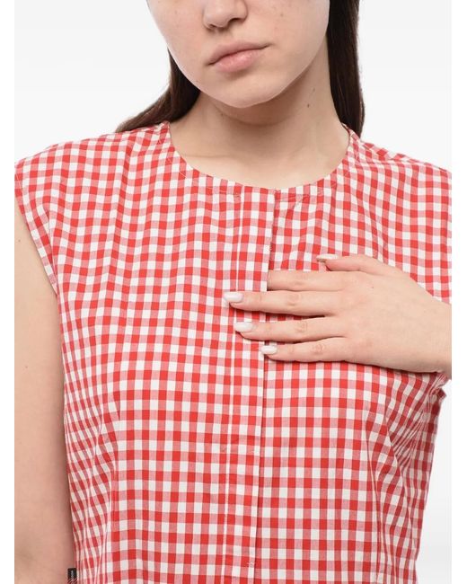 Woolrich Pink Archive Gingham-Pattern Sleeveless Midi Dress