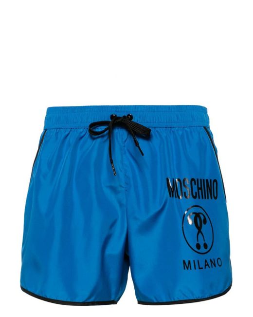 Moschino Blue Contrasting-trim Swim Shorts for men