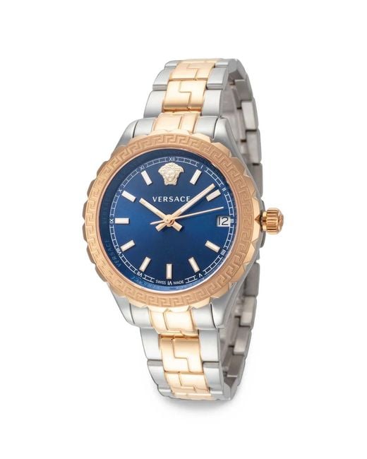 Versace Blue Hellenyium Greca 35Mm Watch