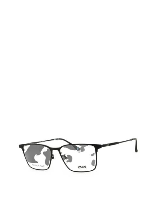 BMW Black Rectangle-Frame Titanium Glasses for men