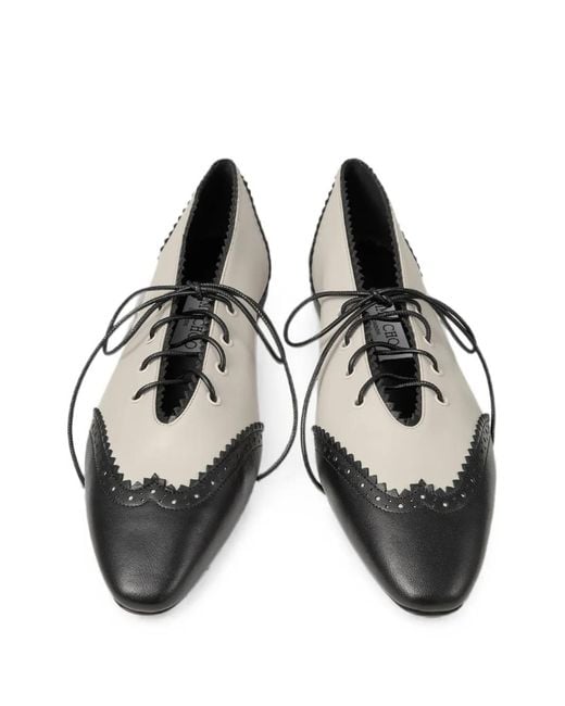 Jimmy Choo White Margot Lace-Up Ballet Flats