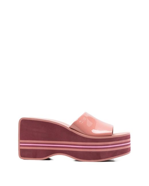 Chloé Pink Swimming Wedge Sandals