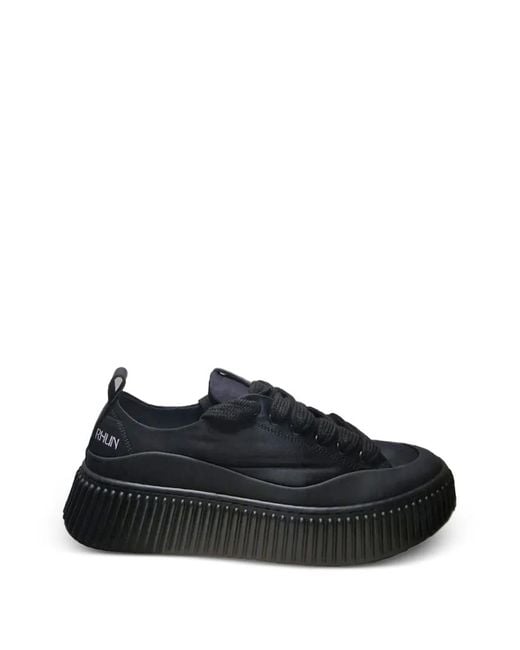 Rhun Black Panelled Platform Sneakers for men