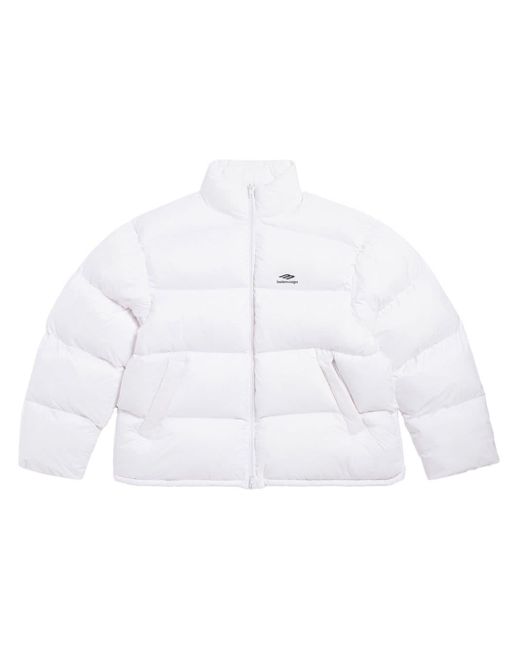 Balenciaga White 3b Sports Icon Puffer Jacket for men