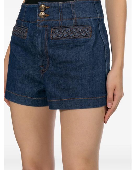Zimmermann Blue Braided-Trim Denim Shorts