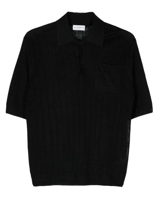 Ballantyne Black Crocket-knit Polo Shirt for men