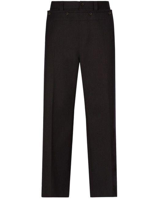 Dolce & Gabbana Black Mid-rise Wide-leg Trousers for men