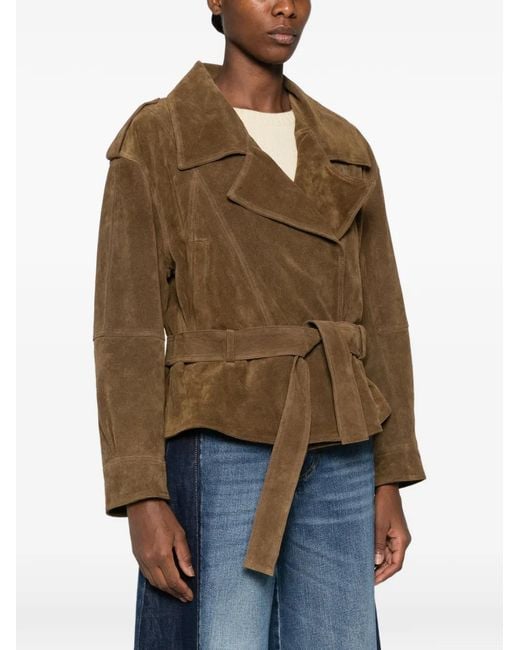 ViCOLO Brown Belted Leather Jacket
