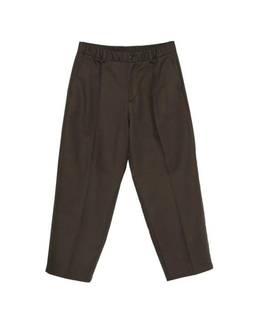 Herno Gray Pleated Wide-Leg Trousers for men