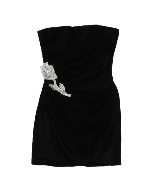 Adamaris Black Crystal-Embellished Strapless Mini Dress