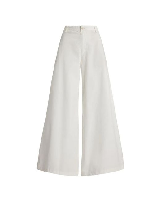 Polo Ralph Lauren White Relaxed Wide-Leg Trousers