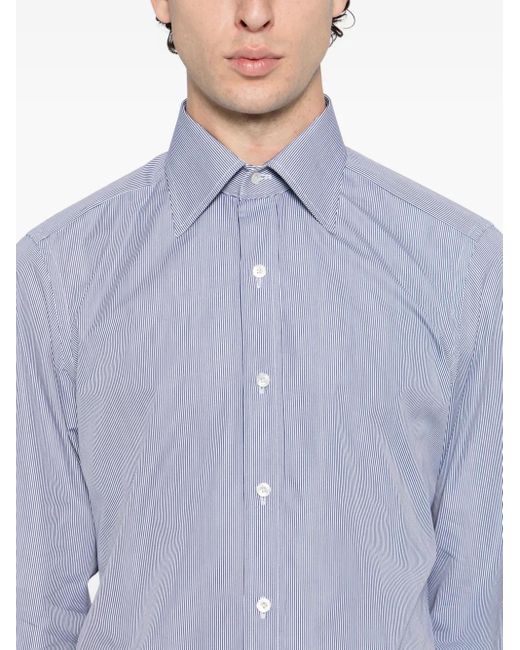 Tom Ford Blue Cotton Striped Shirt for men