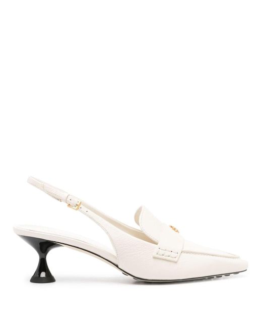 Tory Burch 60mm Slingback Leather Pumps in het White