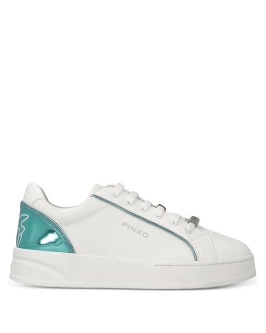 Pinko White Leather Sneakers With Logo