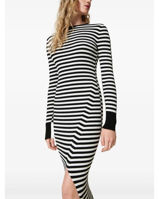Twinset White Striped Knit Dress