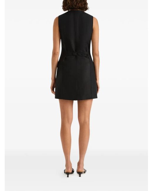 Faithfull The Brand Black Eloise Mini V-Neck Dress