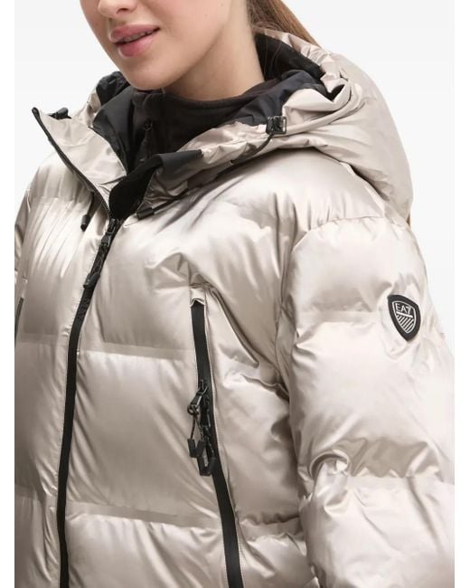 Veste De Ski À Capuche EA7 en coloris Natural