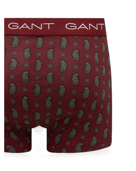 Gant Red Paisley-Print Logo-Waistband Boxers (Set Of Three) for men