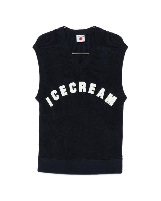 ICECREAM Black Logo-Patch V-Neck Vest for men