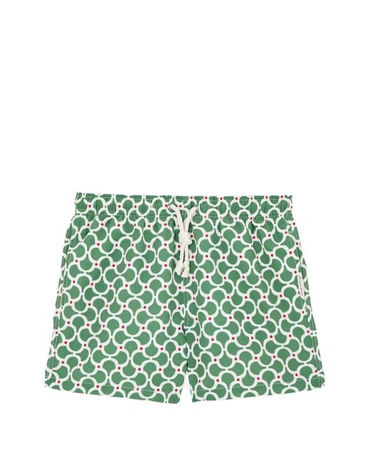 GASSA D'AMANTE Green Nora Geometric-Print Swim Shorts for men