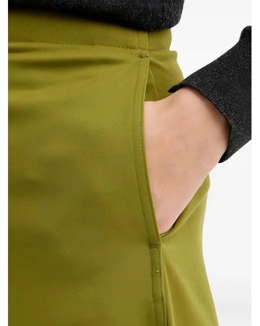 Benetton Green Slit-Pocket Crop Flared Trousers