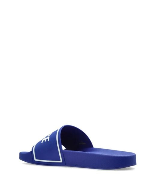 Versace Blue Logo-Embossed Slides for men