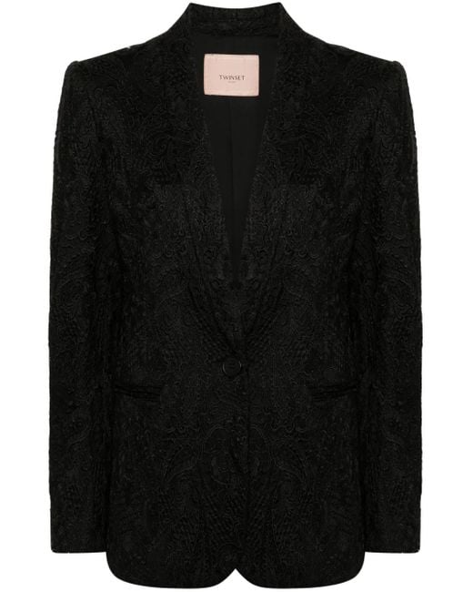 Twinset Black Guipure Lace Blazer
