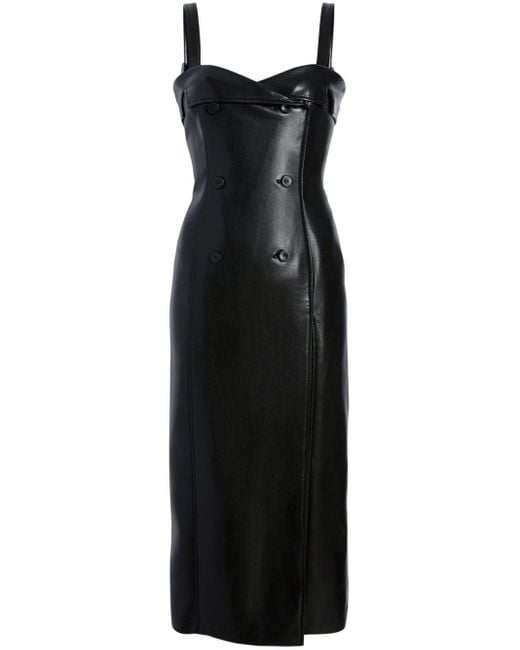 Cinq À Sept Black Faux Leather Wrap Bustier Dress