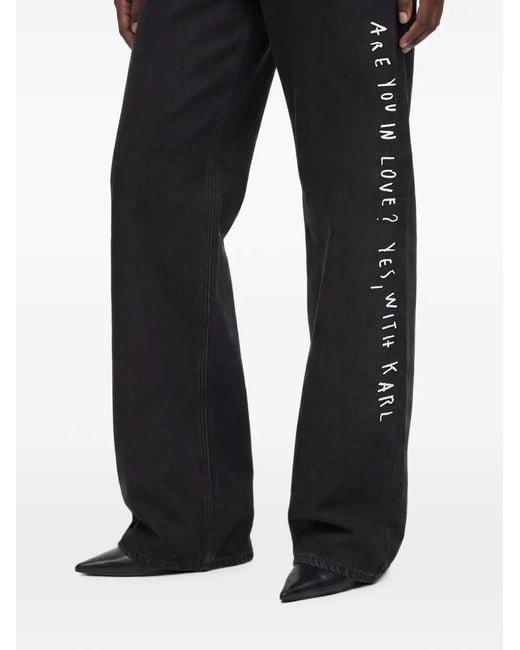 Karl Lagerfeld Black X Pietro Terzini Low-Rise Wide-Leg Jeans