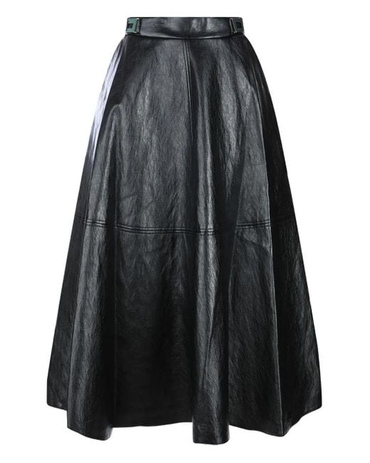 Elisabetta Franchi Leather-effect Panelled Midi Skirt Black