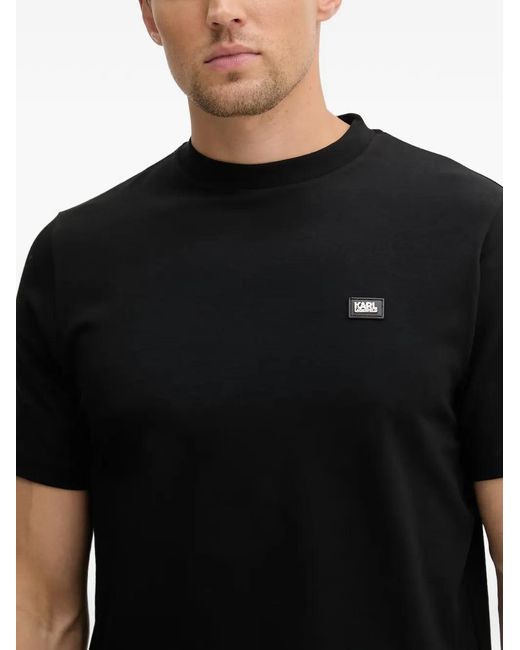 Karl Lagerfeld Black Logo-Plaque T-Shirt for men