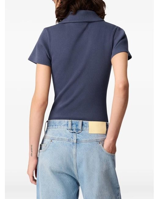 Axel Arigato Blue Lace-Up Ribbed Bodysuit