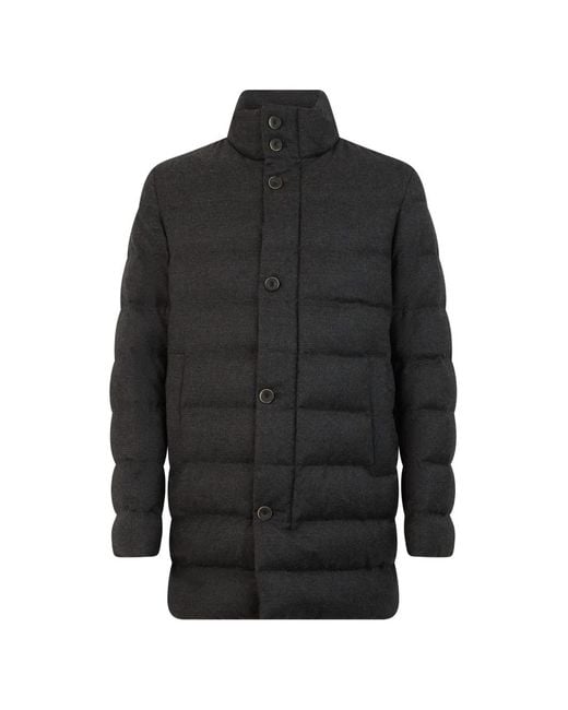 Herno Black Padded High-Neck Coat for men
