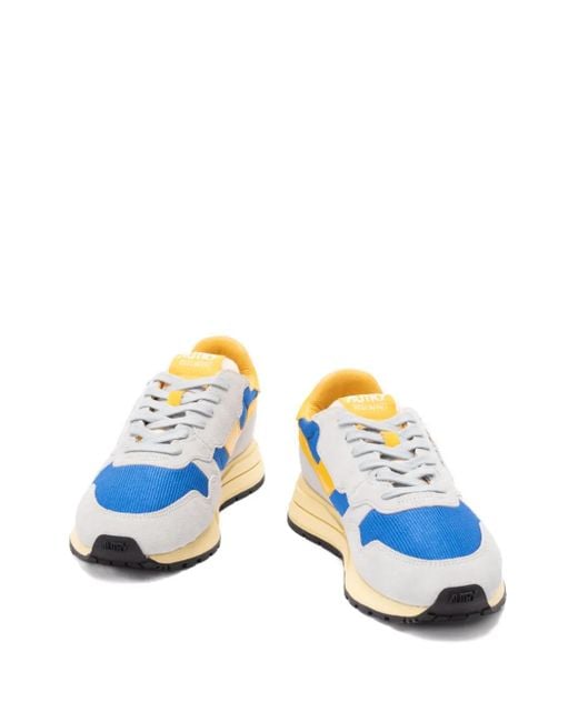 Autry Blue Reelwind Low Suede Panelled Sneakers for men