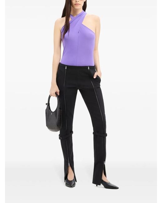 Courreges Black Zip Wool Blend Pants