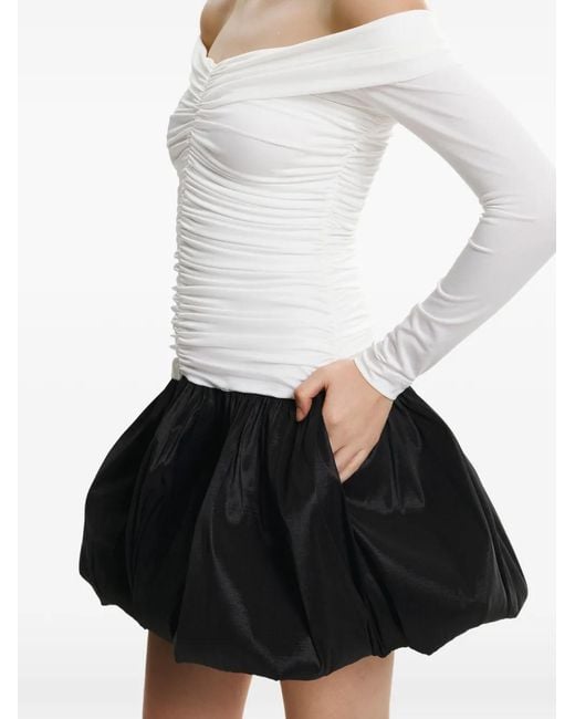 Lita Couture White Off-The-Shoulder Ruched Mini Dress