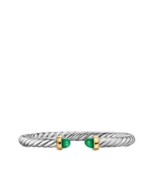 David Yurman Green Sterling/14K Cable Flex Onyx Bracelet