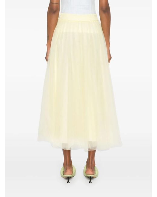 Fabiana Filippi Yellow Tulle Midi Skirt