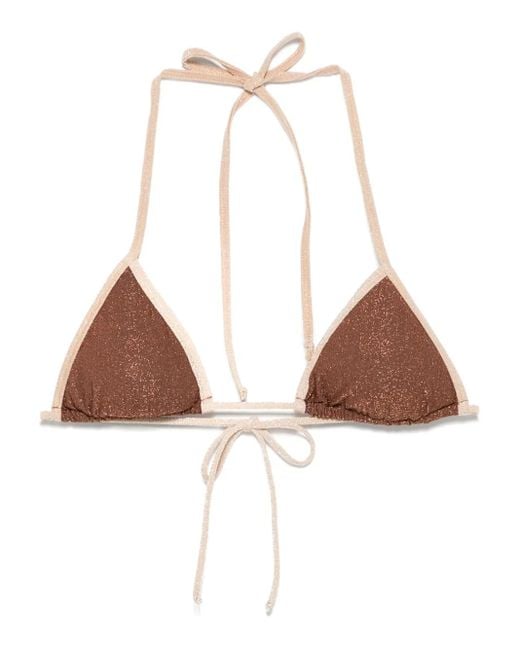 Mc2 Saint Barth Brown Leah Lurex Triangle Bikini Top