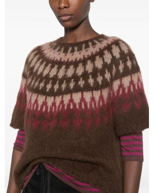 Phisique Du Role Brown Norwegian Round-Neck Top