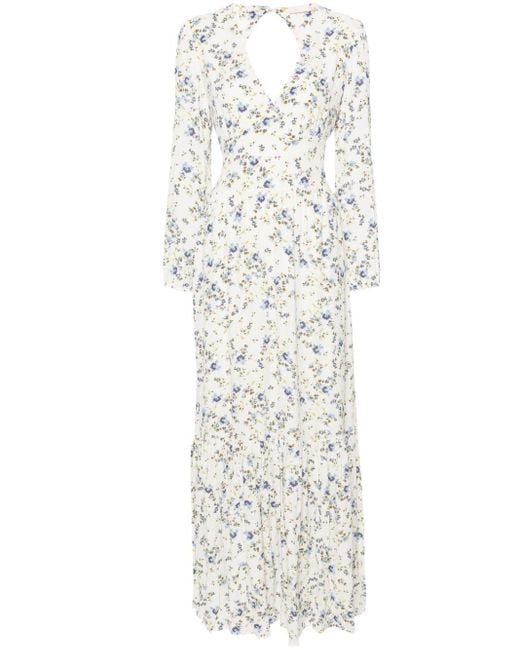 Liu Jo White Floral-print crepe maxi dress