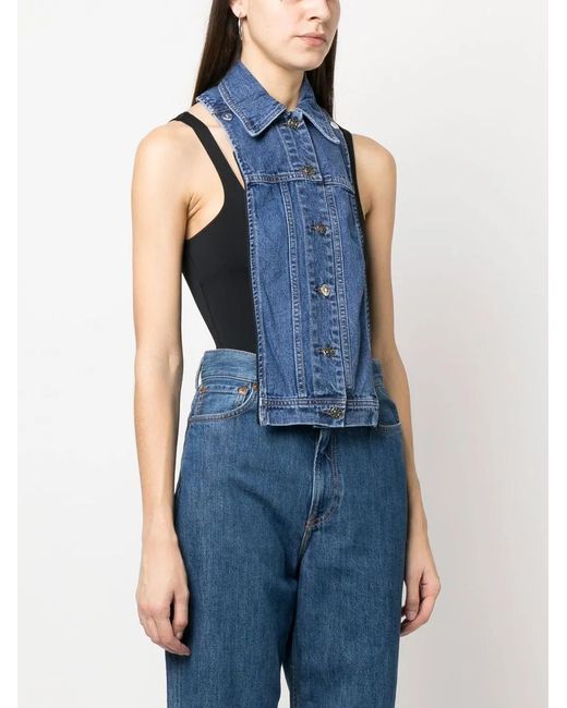 Veronica Beard Blue Button-Front Denim Vest