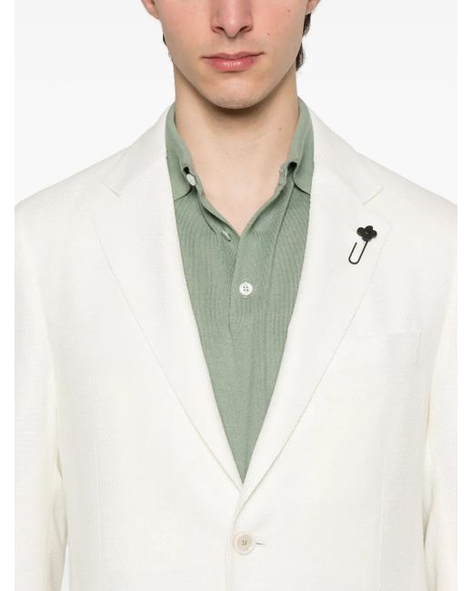Lardini White Basketweave Blazer for men