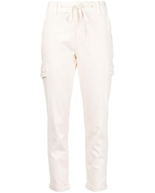 PAIGE Christy Tapered Cargo Trousers in White | Lyst