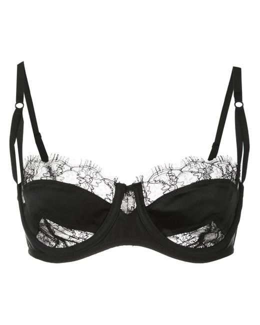 Kiki de Montparnasse Black Lace Inset Silk Balconette Bra