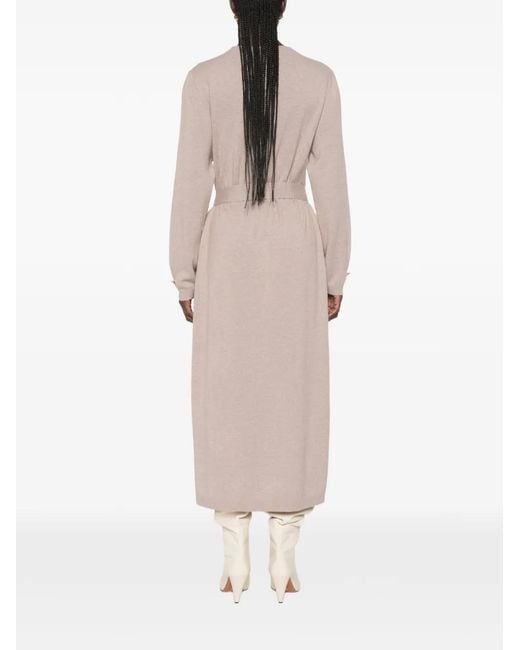 Fabiana Filippi White Belted Long-Sleeve Midi Dress