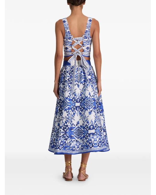 Alice + Olivia Blue Miriam Sweetheart Cropped Top