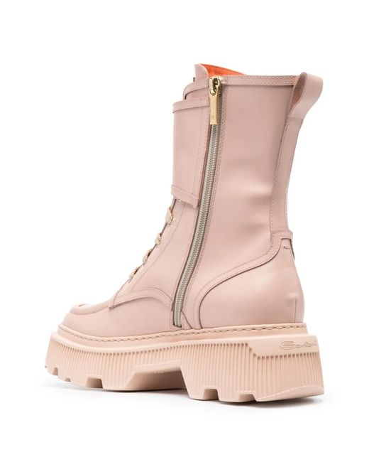 Santoni Pink High-Top Ankle Boots